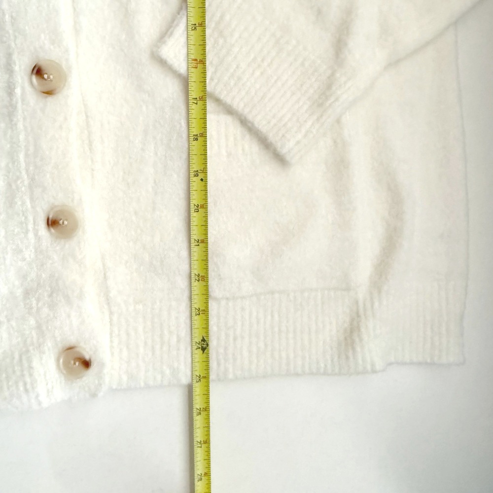 Tuckernuck Pippa Cardigan White Puff Shoulder Wool Mohair Blend Sweater XXL NWT - Picture 8 of 10